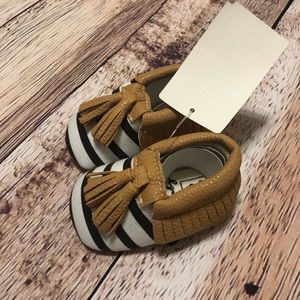 Baby Stripped and Tan Moccasins
